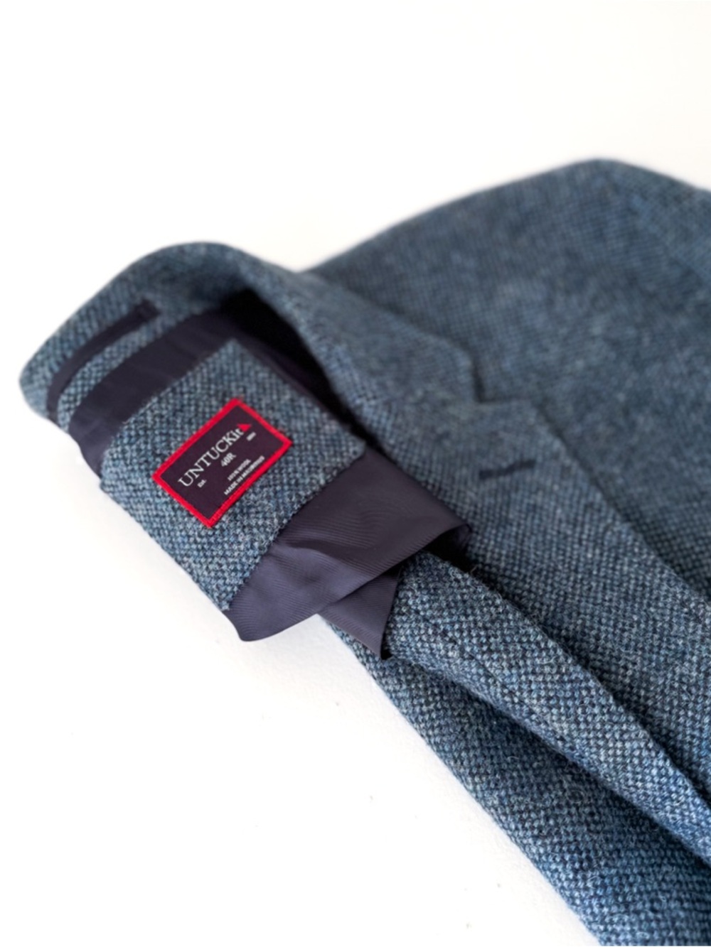 New UNTUCKit Flannel Italian Wool Blazer Sport Coat Piper Blue Mens 40R - Picture 4 of 14